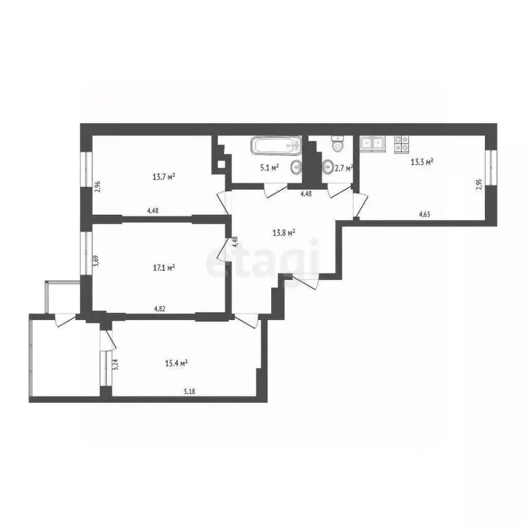 3-к кв. Ханты-Мансийский АО, Сургут Игоря Киртбая ул., 18 (81.0 м) - Фото 2