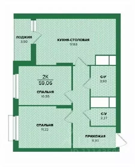 2-к кв. Тульская область, Тула  (59.06 м) - Фото 0