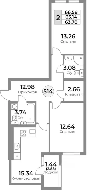 2-к кв. Калининградская область, Калининград Пригородная ул. (65.14 м) - Фото 0