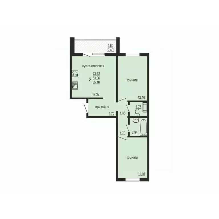 2-к кв. Челябинская область, Челябинский городской округ, пос. ... - Фото 1