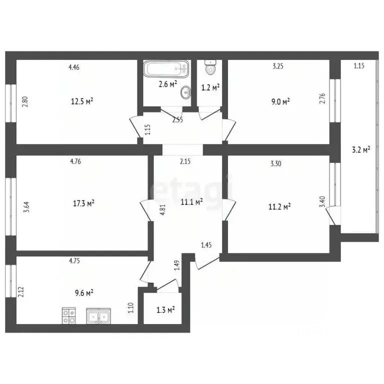 4-к кв. Башкортостан, Стерлитамак Заводская ул., 8 (79.0 м) - Фото 2