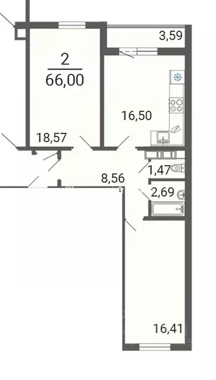 2-к кв. Челябинская область, Магнитогорск просп. Ленина, 112/1 (66.0 ... - Фото 2