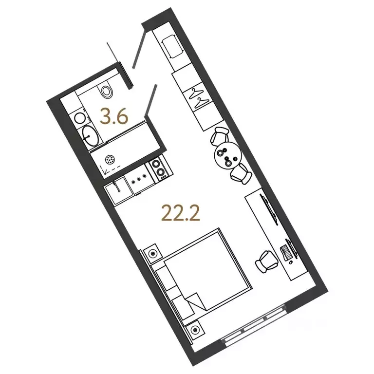 Студия Санкт-Петербург Ташкентская ул., 6к2 (25.8 м) - Фото 0
