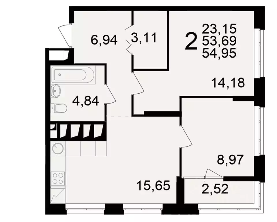 2-к кв. Рязанская область, Рязань ул. Чкалова (53.69 м) - Фото 1