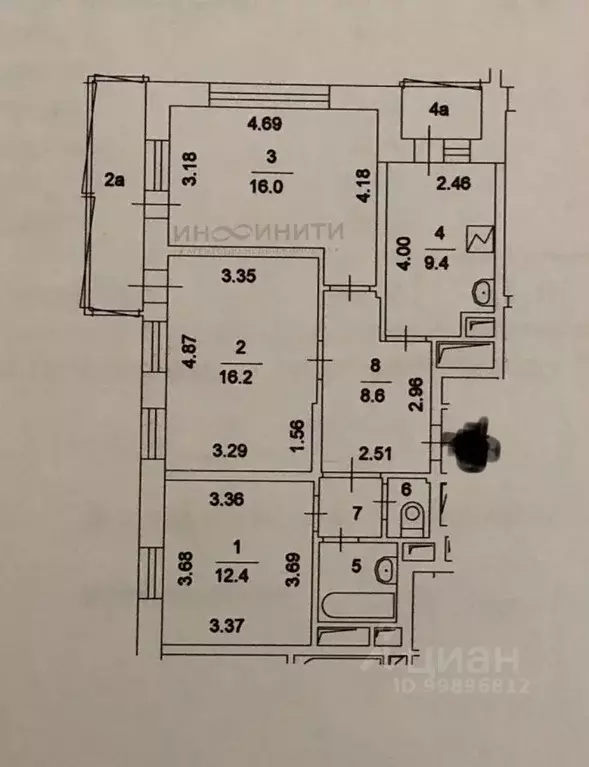 3-к кв. Москва Ленинский просп., 105к4 (69.0 м) - Фото 2