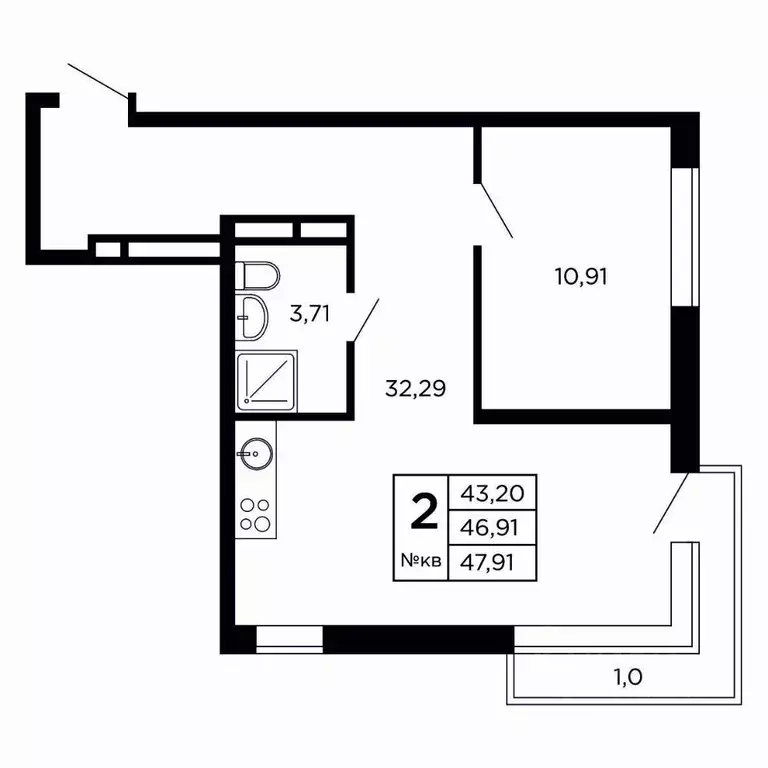 Студия Смоленская область, Смоленск проезд Маршала Конева, 32 (49.09 ... - Фото 1