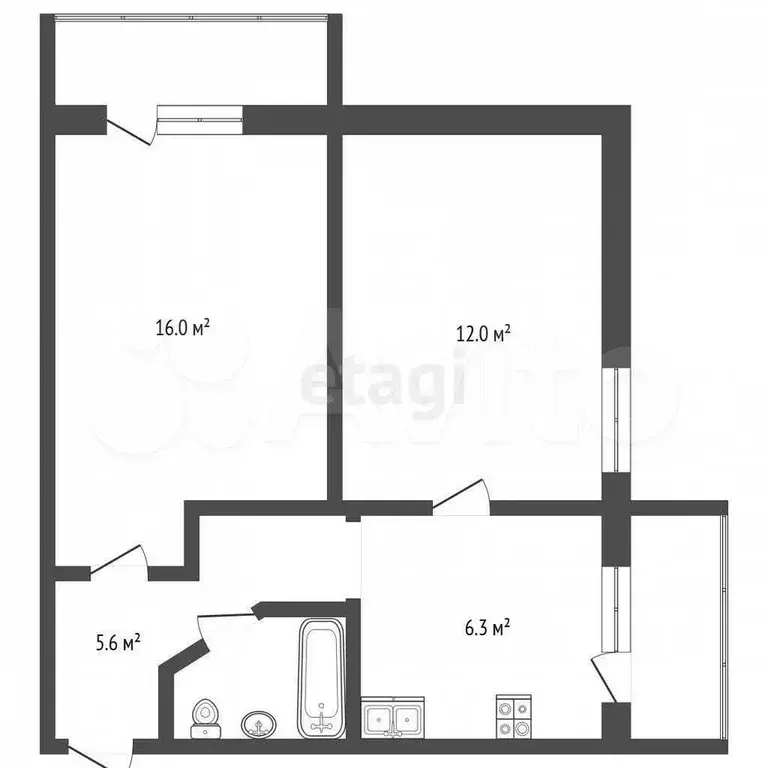 3-к. квартира, 57,7 м, 4/5 эт. - Фото 0