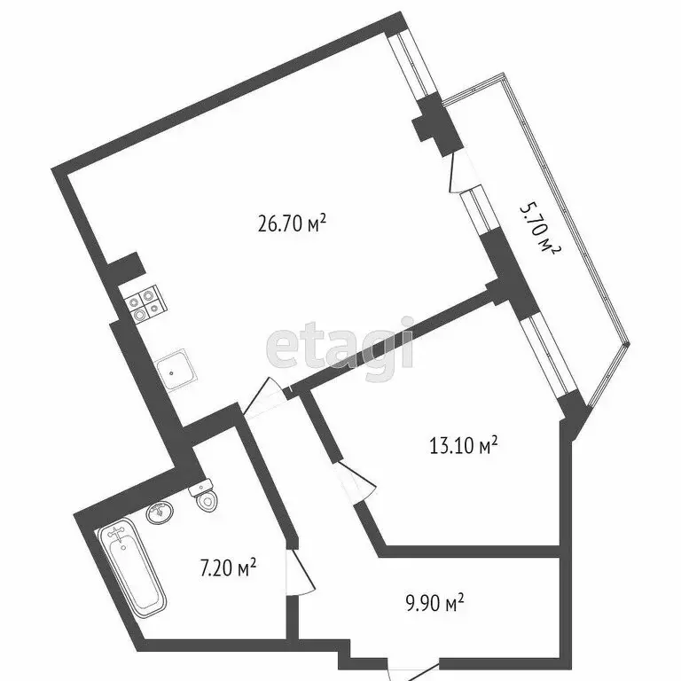 1-комнатная квартира: Тюмень, улица Николая Никитина, 10 (60 м) - Фото 0