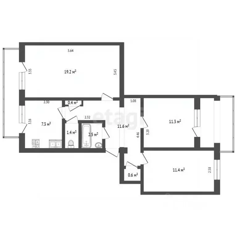 3-к кв. Крым, Евпатория городской округ, Заозерное пгт ул. Зеленая, 5 ... - Фото 1
