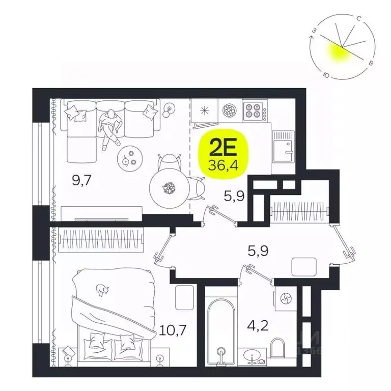 2-к кв. Свердловская область, Екатеринбург Южная Ботаника жилрайон, ... - Фото 1