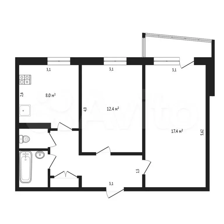 2-к. квартира, 51 м, 8/9 эт. - Фото 0