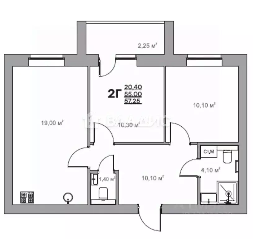 2-к кв. Владимирская область, Ковров ул. Строителей, 39/3 (57.5 м) - Фото 1