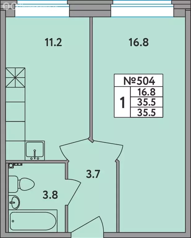 1-комнатная квартира: Новое Девяткино, Главная улица, 2 (35.5 м) - Фото 1
