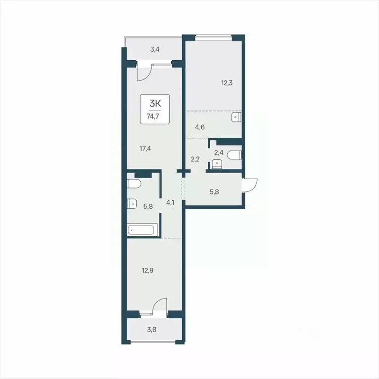 3-к кв. Новосибирская область, Новосибирск ул. Сибиряков-Гвардейцев, ... - Фото 1