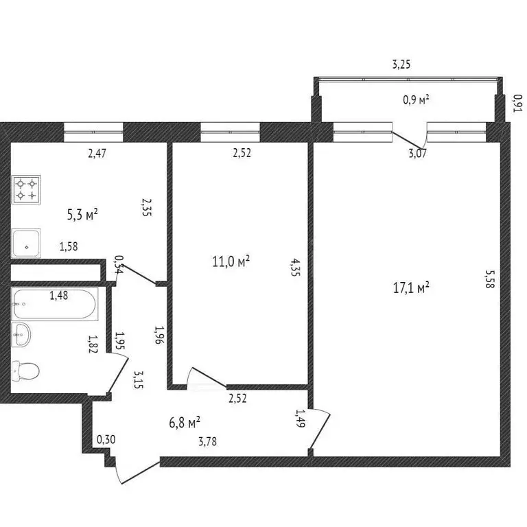 2-комнатная квартира: Калининград, улица Чекистов, 80 (42.7 м) - Фото 1