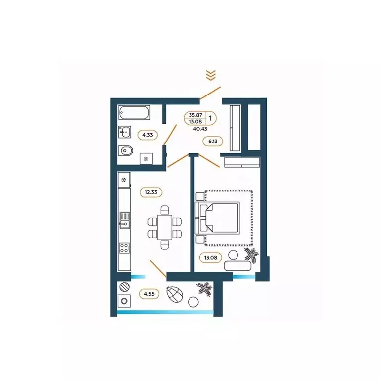 1-к кв. Ростовская область, Батайск ул. Родная, 1 (41.4 м) - Фото 1