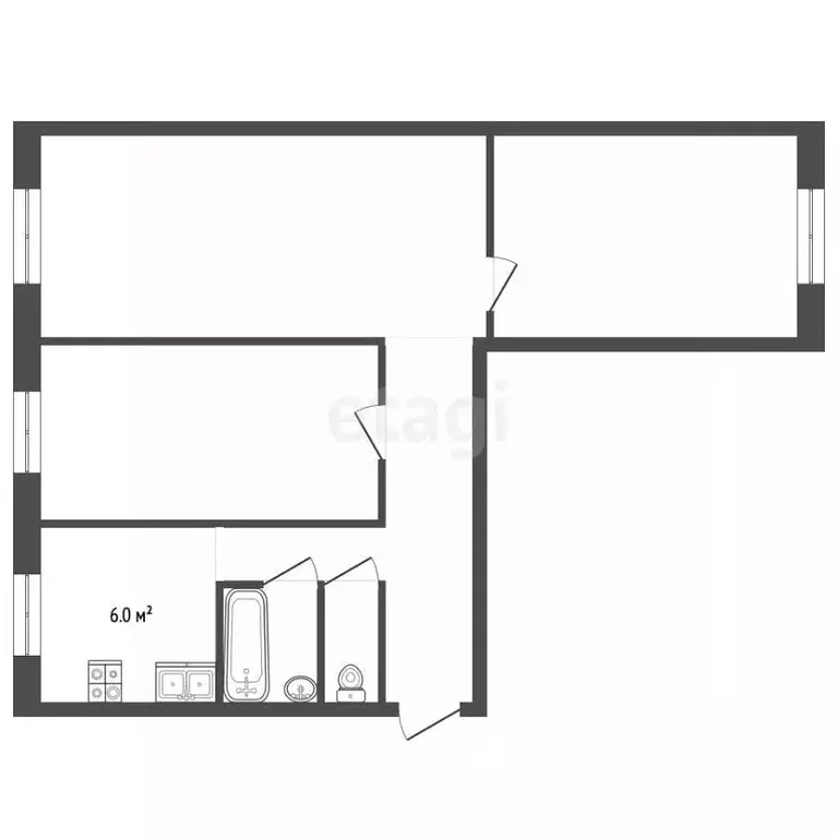 3-к кв. Нижегородская область, Выкса Гоголя мкр, 10 (56.0 м) - Фото 1