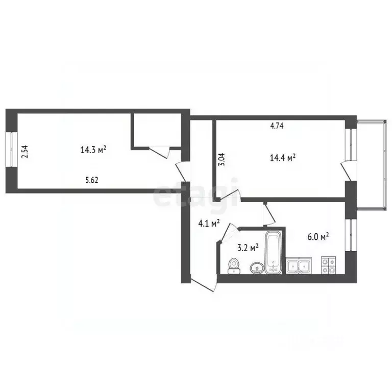 2-к кв. Ярославская область, Ярославль Спартаковская ул., 29 (44.2 м) - Фото 0