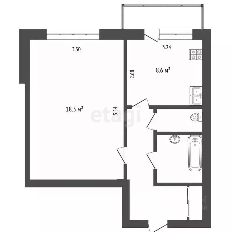 1-к кв. Тюменская область, Тюмень ул. Седова, 17 (37.9 м) - Фото 2
