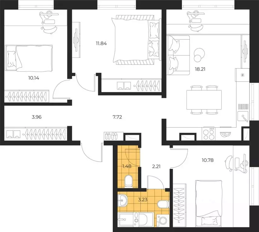 3-к кв. Сахалинская область, Южно-Сахалинск  (69.57 м) - Фото 1