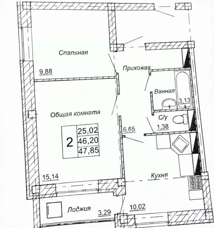 2-к кв. Ульяновская область, Ульяновск ул. Карбышева, 44 (46.3 м) - Фото 2