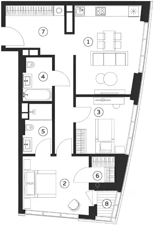 3-к кв. Москва Ленинградское ш., 69к2 (75.0 м) - Фото 2