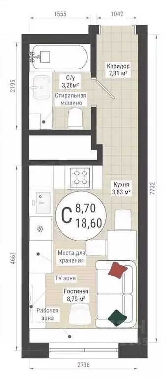 Студия Башкортостан, Уфа Комсомольская ул., 21/2 (18.6 м) - Фото 2
