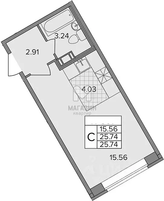 1-к кв. Ленинградская область, Мурино Всеволожский район, Лесная ул., ... - Фото 2