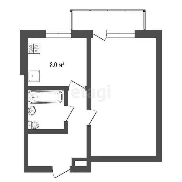 1-комнатная квартира: Заводоуковск, Заводская улица, 7А (32.7 м) - Фото 1