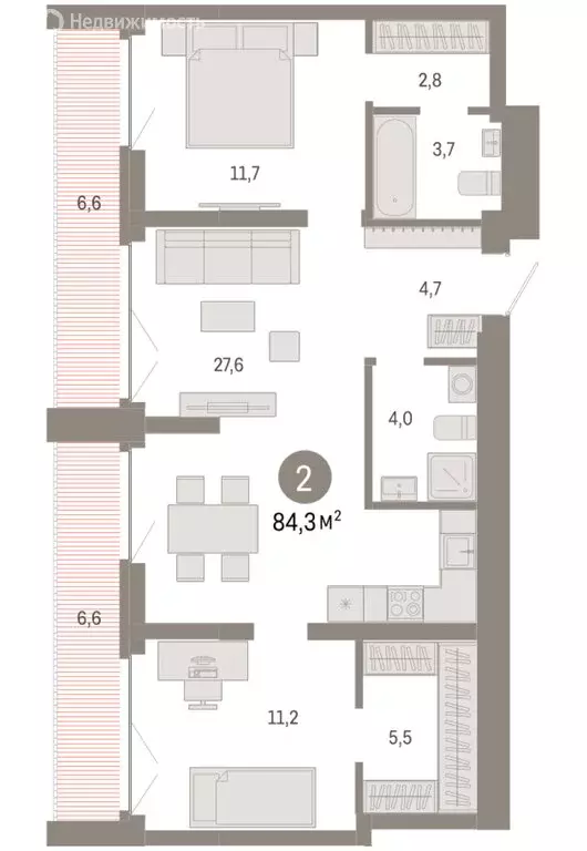 2-комнатная квартира: Новосибирск, Большевистская улица, 66 (84.25 м) - Фото 2