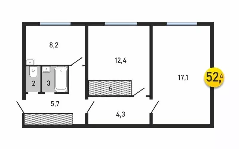 2-комнатная квартира: Благовещенск, улица 50 лет Октября, 199 (52.4 м) - Фото 2
