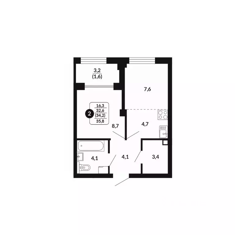 2-к кв. Кировская область, Киров Хлебозаводской проезд, 2 (34.2 м) - Фото 1