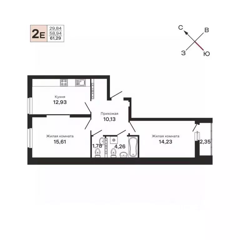 2-к кв. Свердловская область, Екатеринбург ул. Очеретина, 16 (61.29 м) - Фото 0