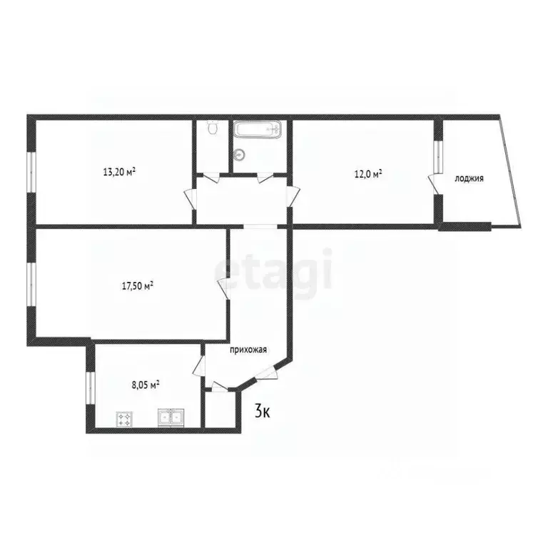 3-к кв. Тюменская область, Тюмень Интернациональная ул., 35 (65.6 м) - Фото 2