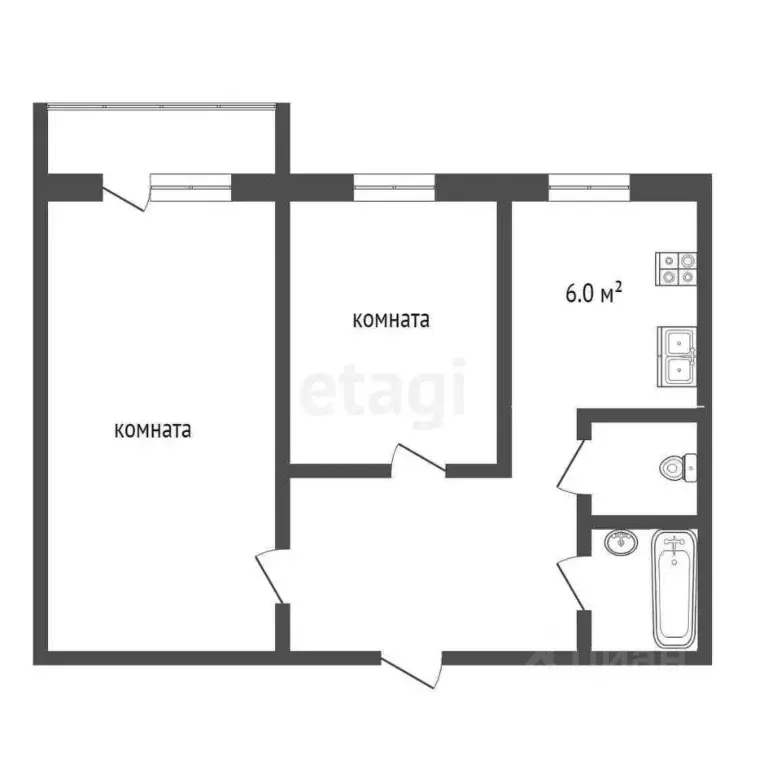 2-к кв. Ярославская область, Ярославль ул. Труфанова, 25 (46.0 м) - Фото 1