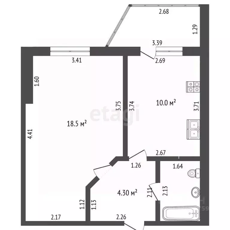 1-к кв. Тамбовская область, Тамбов Ореховая ул., 9 (36.3 м) - Фото 2
