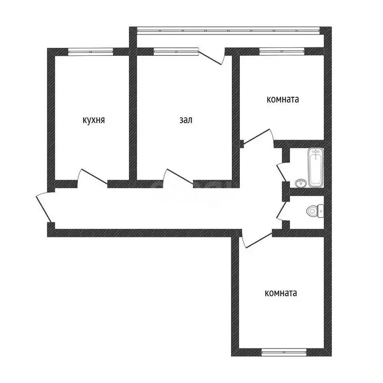 3-комнатная квартира: Бийск, улица Георгия Прибыткова, 1 (65 м) - Фото 0