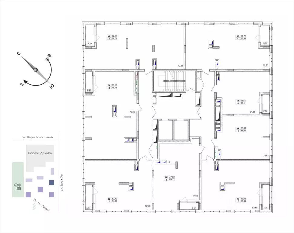 3-к кв. Кемеровская область, Кемерово ул. Дружбы, 10 (75.18 м) - Фото 2