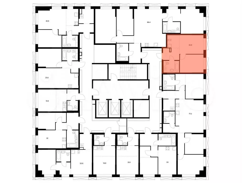 1-к. квартира, 32,8 м, 24/24 эт. - Фото 1