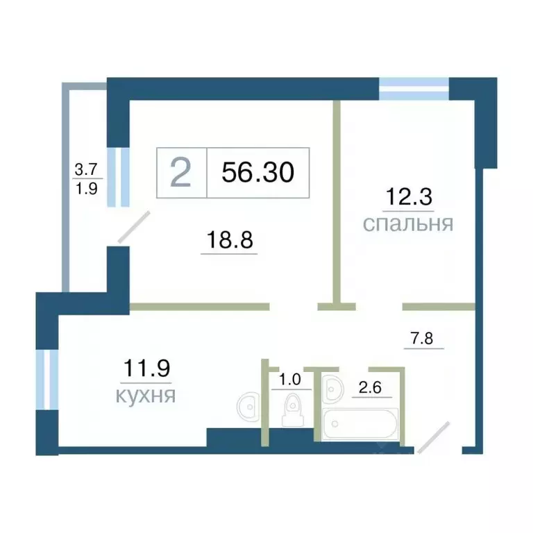 2-к кв. Красноярский край, Красноярск ул. Дубровинского (56.3 м) - Фото 0