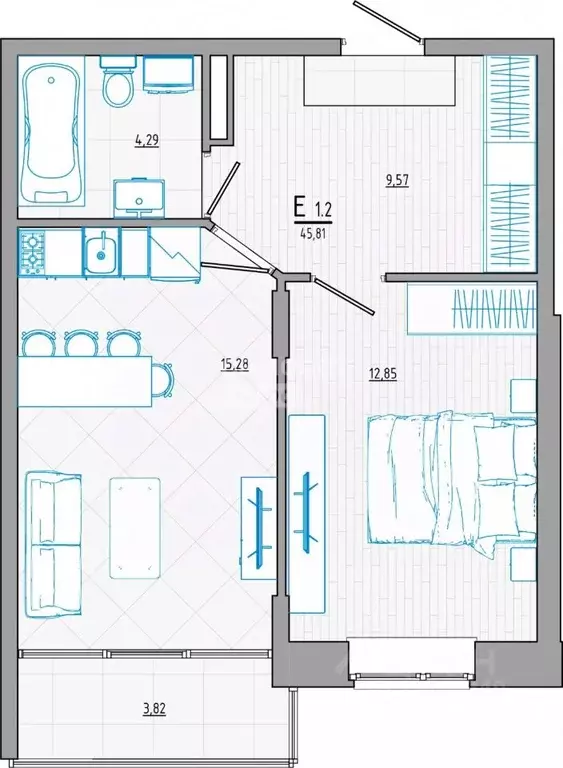 2-к кв. Курская область, Курск ул. Росинка, 7 (47.01 м) - Фото 1