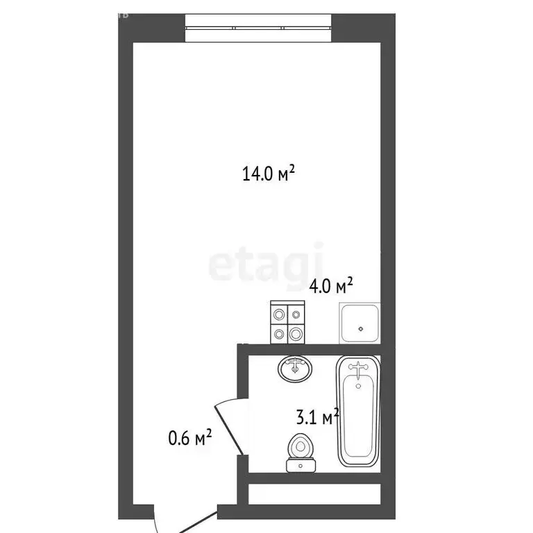 Квартира-студия: Тюмень, улица Евгения Войнова, 3 (23.2 м) - Фото 1