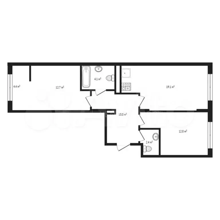2-к. квартира, 61 м, 8/9 эт. - Фото 0