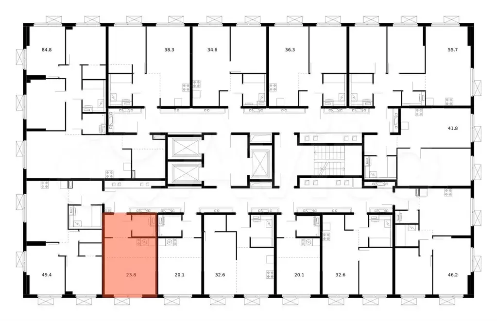 Квартира-студия, 23,8 м, 14/24 эт. - Фото 1