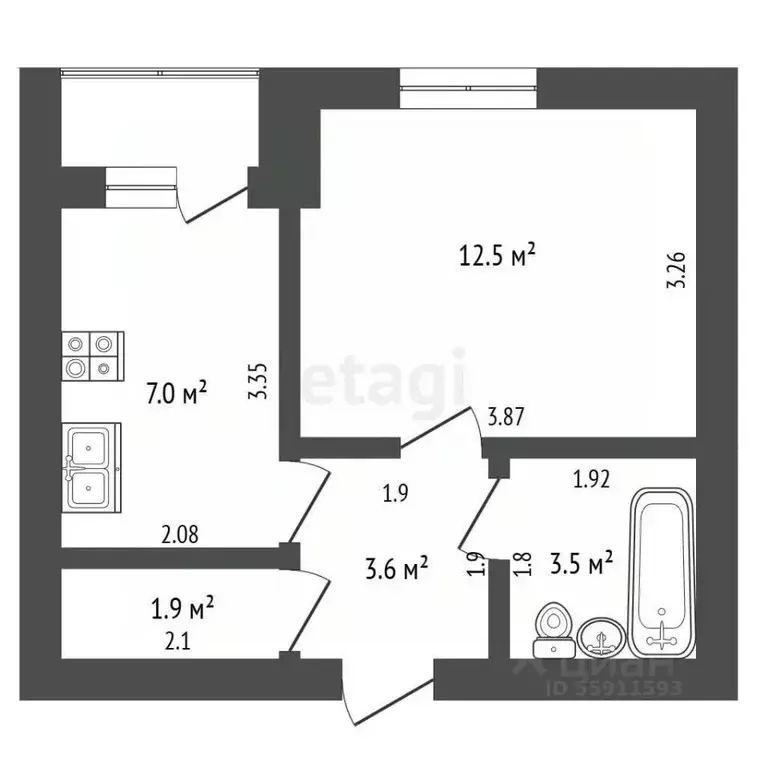 1-к кв. Чувашия, Чебоксары просп. И.Я. Яковлева, 16 (29.0 м) - Фото 2