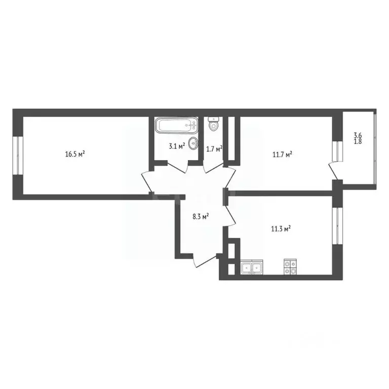 2-к кв. Ямало-Ненецкий АО, Новый Уренгой Сибирская ул., 31А (54.0 м) - Фото 1