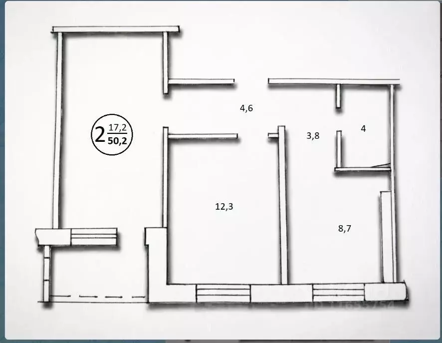 2-к кв. Башкортостан, Уфа Комсомольская ул., 27/3 (50.2 м) - Фото 2