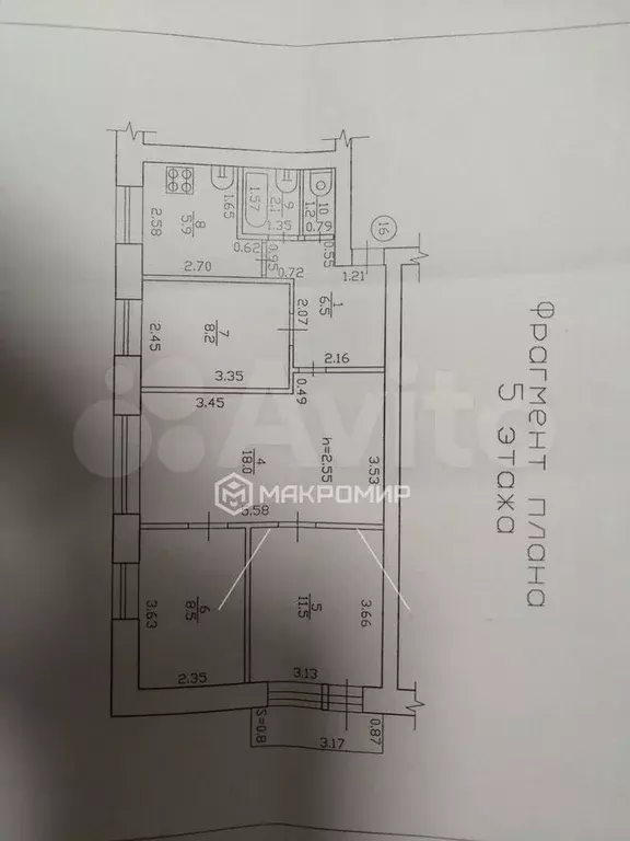 4-к. квартира, 61,9 м, 5/5 эт. - Фото 0