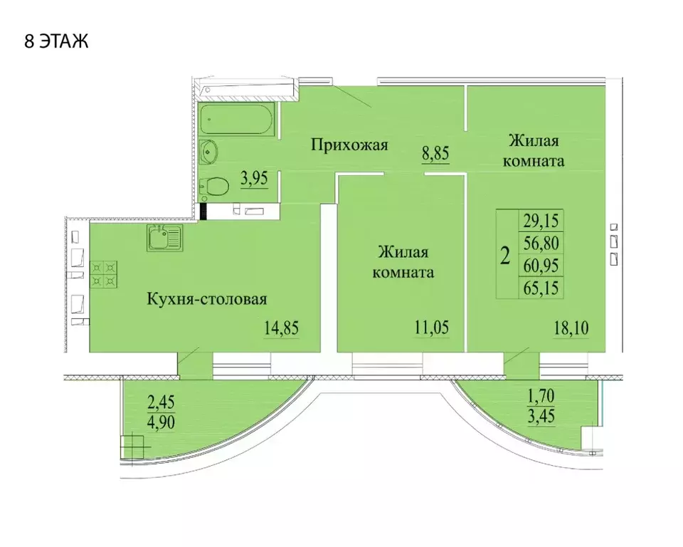 2-к кв. Ивановская область, Иваново Самоцветы мкр, 3 (64.3 м) - Фото 0