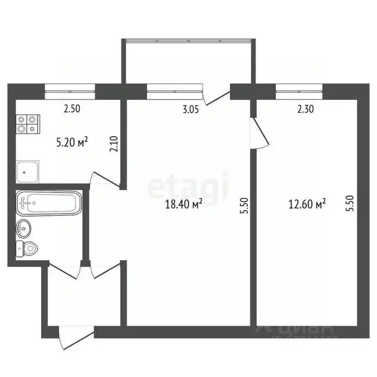 2-к кв. Кемеровская область, Прокопьевск Институтская ул., 24 (48.0 м) - Фото 2